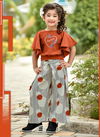Orange Colour VEERA CHILDREN Fancy Stylish Western Wear Poli Rayon Printed Top And Plazzo Girls Wear Collection VEERA 06